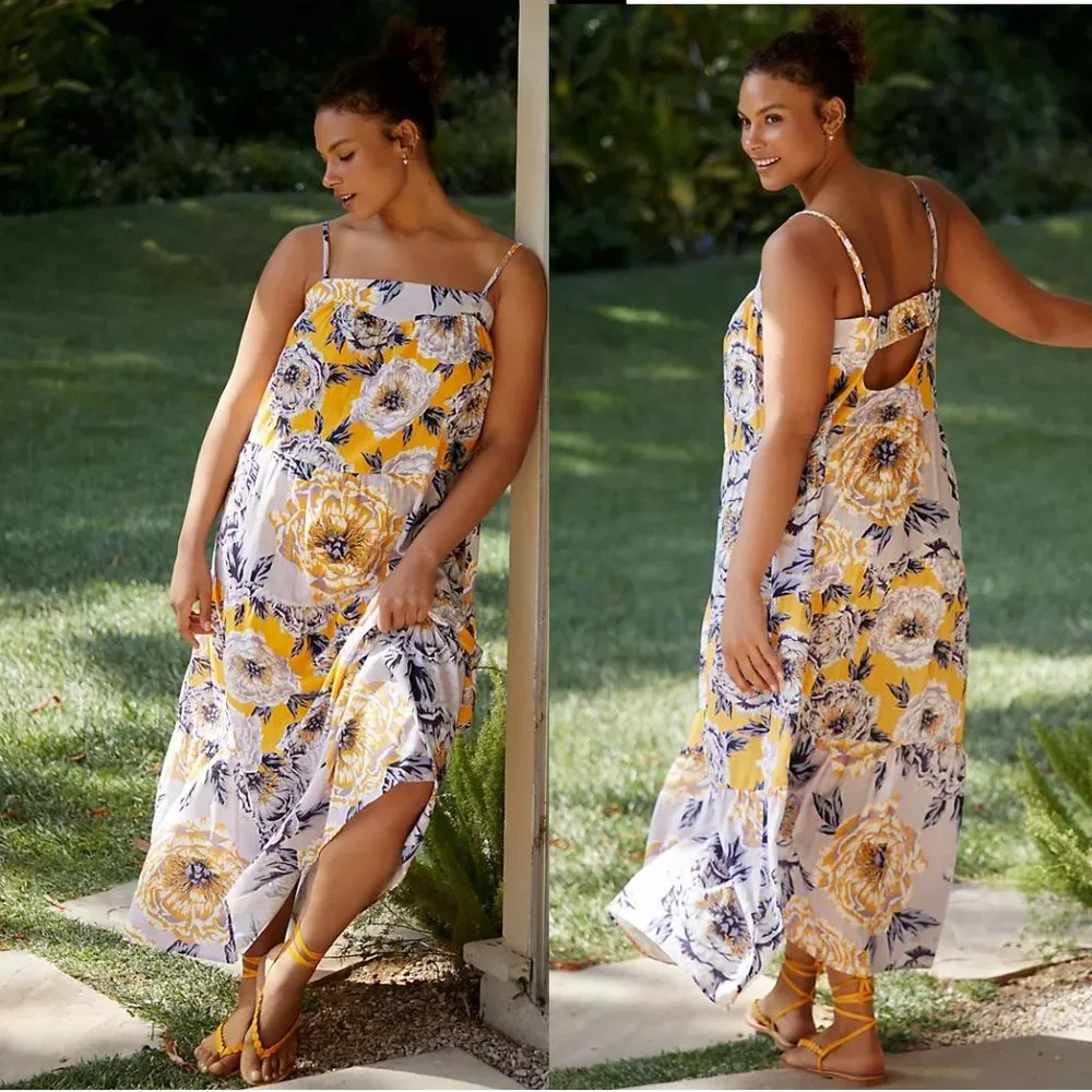 Anthropologie Maeve Brittany Multi-Tiered Maxi Dress size M - Picture 2 of 7